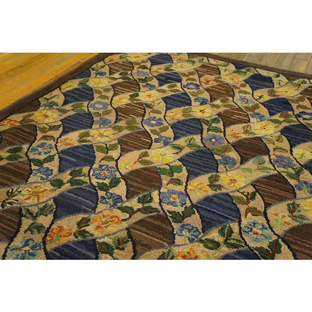 Antique American Hooked rug, size: 3'6" x 6'4". American 1930s Hooked Antique Wool Small Scatter Size Rug, Country of...