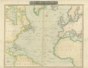 Map of the Atlantic with Nelsons and Trade Routes, 1817