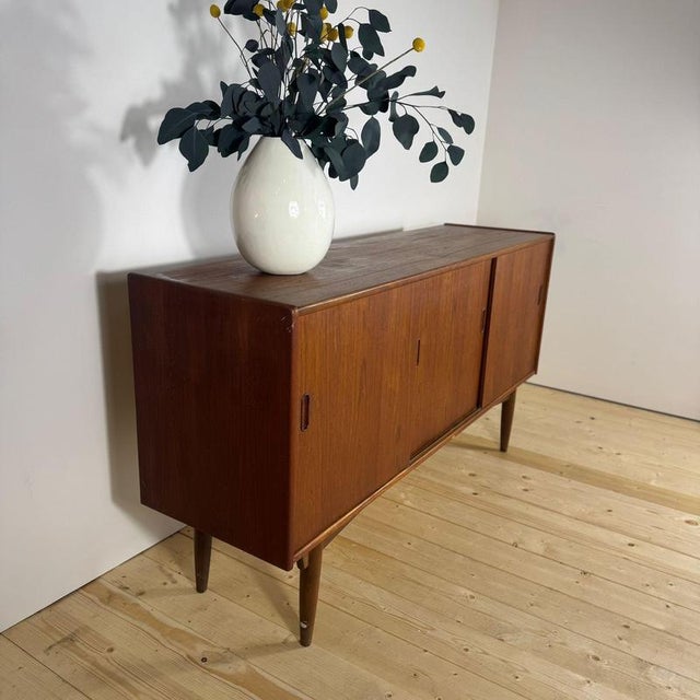 Vintage Scandinavian Teak Sideboard with Sliding Doors, 1960s For Sale - Image 3 of 8