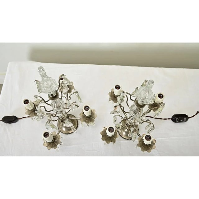 French 19th Century Pair of Crystal Girandole Table Lamps For Sale - Image 10 of 12