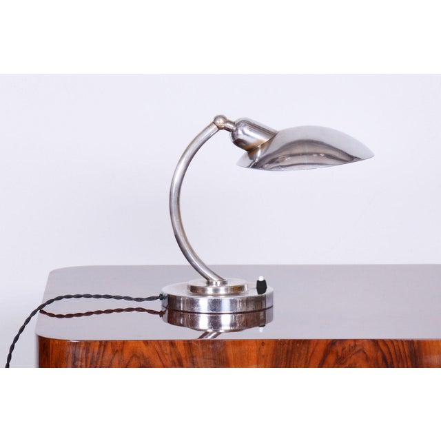 Bauhaus Chrome Table Lamp attributed to Frant Anyz, Czechia, 1920s For Sale - Image 12 of 12