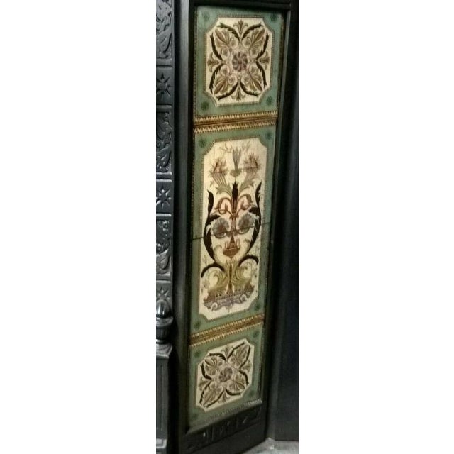 Metal Antique Cast Iron Fireplace Insert with Decorative Tiles For Sale - Image 7 of 18