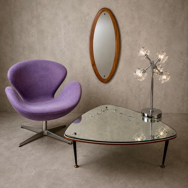 Space Age Swivel Chair, Coffee Table, Mirror & Lamp, 1970s, Set of 4 For Sale - Image 9 of 9