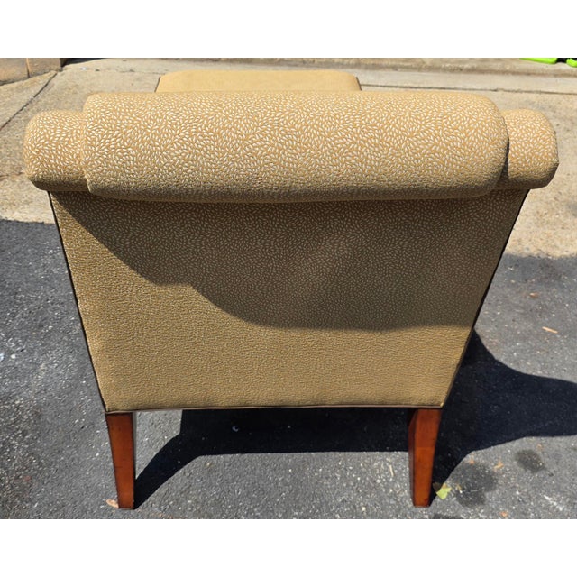 Beige Early 20th Century Councill Furniture Mid-Century Modern Neoclassical Chaise Lounge With Carved Mahogany Legs and Brass Casters For Sale - Image 8 of 11