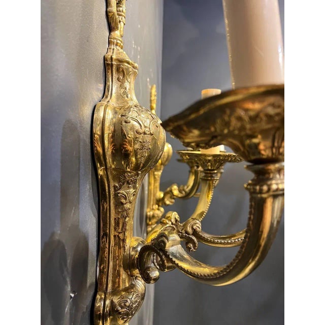 American A Pair of 1940s Gilt Bronze Sconces For Sale - Image 3 of 8