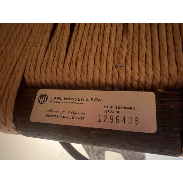 2020s Hans Wegner Wishbone Chairs 6 and Table With Leaf in Smoked Oil and Oak - Set of 7 For Sale - Image 5 of 9