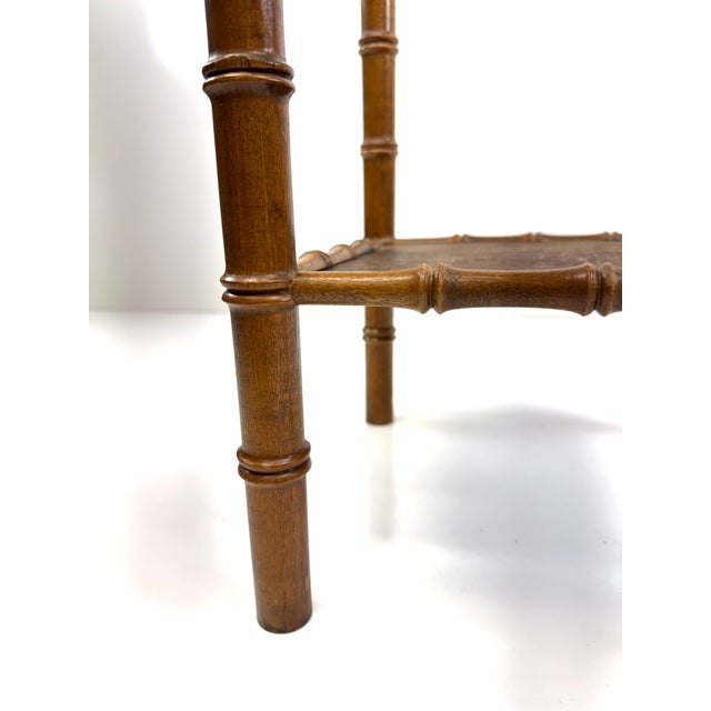 Early 20th Century Faux Bamboo Turned Wood Plant Stand / Pedestal With Gallery Top For Sale In Little Rock - Image 6 of 9