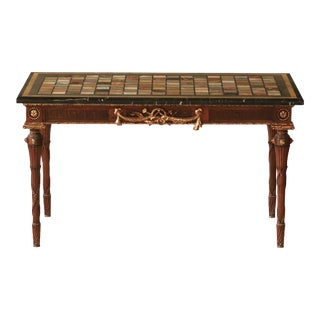 20th Century George III Style Side Table/Desk With Italian Marble/Semi-Precious Stone Specimen Chess Board Table Top For Sale