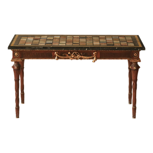 20th Century George III Style Side Table/Desk With Italian Marble/Semi-Precious Stone Specimen Chess Board Table Top