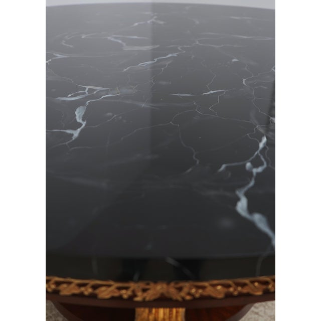 Baker French Empire Round Faux Marble Top Center Table For Sale - Image 9 of 16