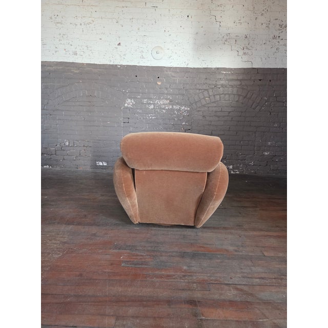 Preview Postmodern Swivel Chair Attributed to Preview in Mohair For Sale - Image 4 of 11