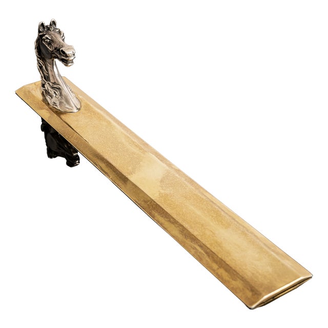 Two-Tone Letter Opener-Ruler with Horse Head by Hermès Paris, France, 1955 For Sale
