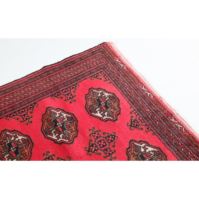 Textile Late 20th Century Handwoven Turkmen Rug With Geometric Borders and Red Field -3' 2'' X 4' 7'' For Sale - Image 7 of 10