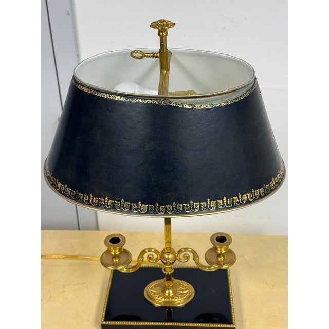 Metal Vintage Brunschwig & Fils Alphonse Empire Bouillotte Desk Lamp For Sale - Image 7 of 12