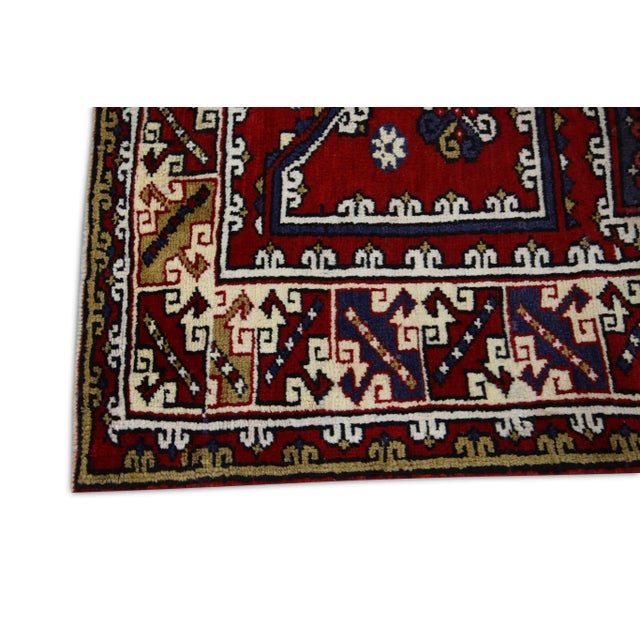 49×101cm" Candy Cane"ViNTAGE TURKiSH RUG 1960s Red Vintage Turkish Rug 6'10