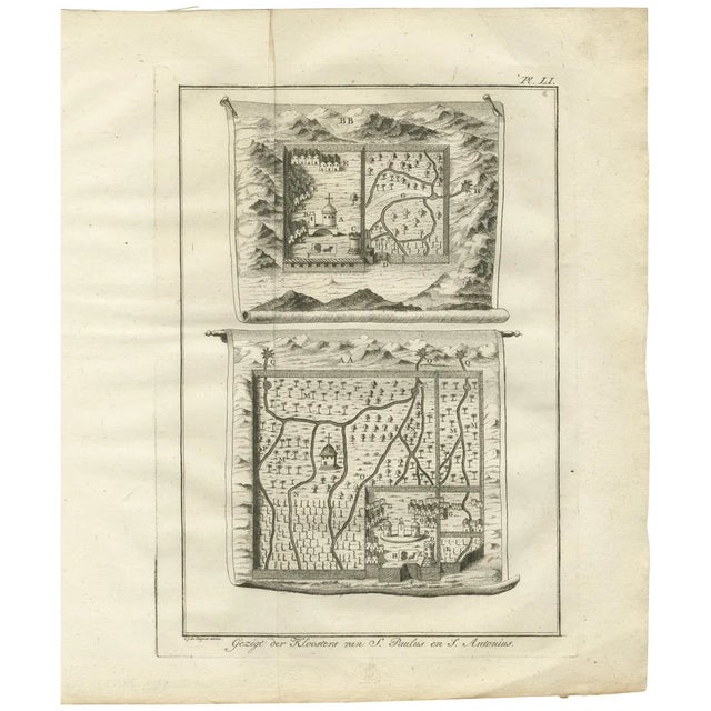 Monastery Map of St. Paulus and St. Antonius in the Egyptian Desert, 1776 For Sale