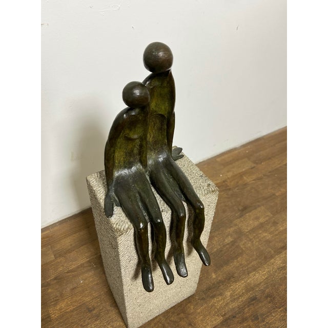 Mid-Century Modern C. 1980s Ramiz Barquet Modernist Bronze Figural Sculpture For Sale - Image 3 of 12