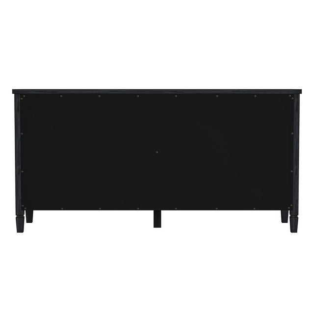 Flagstaff 64 in. W Rectangular Wood 8 Drawer Dresser, Black Cane For Sale In Chicago - Image 6 of 8