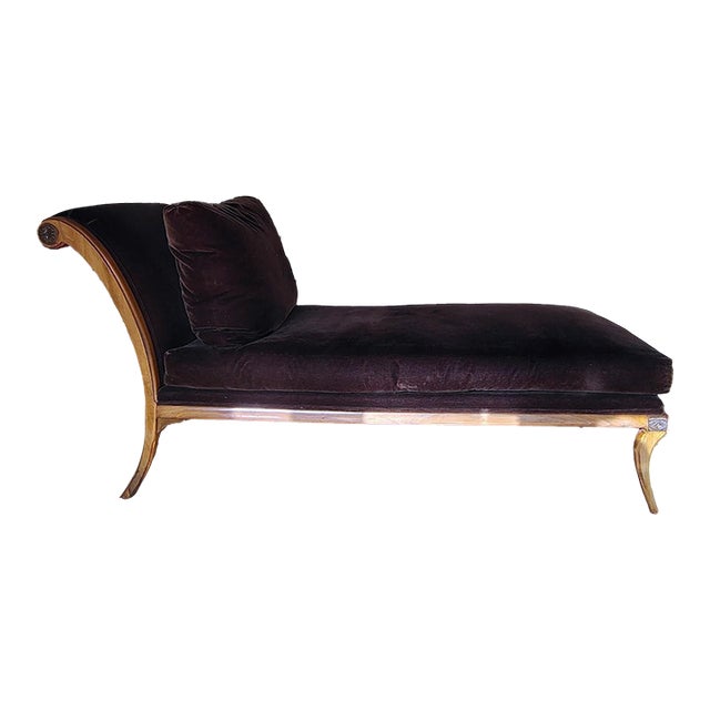 Klismos Chaise in Brown Mohair For Sale