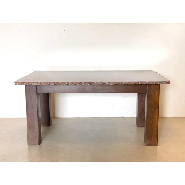Mid-Century Modern Poplar Wood & Granite Coffee Table, 1970s For Sale - Image 3 of 8
