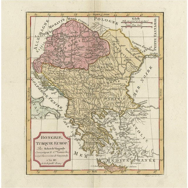 Engraved Map of Hungary and European Balkan Countries, 1806 For Sale