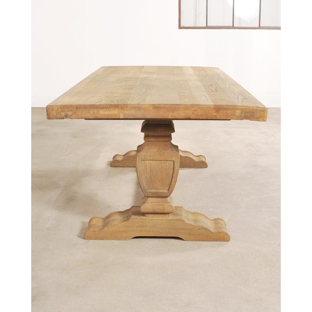 Country Italian Provincial Stripped Oak Trestle Dining Table 7 Ft For Sale In Sacramento - Image 6 of 18