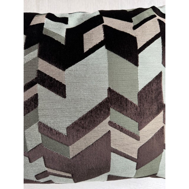 Modern Custom Large Lumbar Pillow, Brochier Fabric For Sale - Image 3 of 3