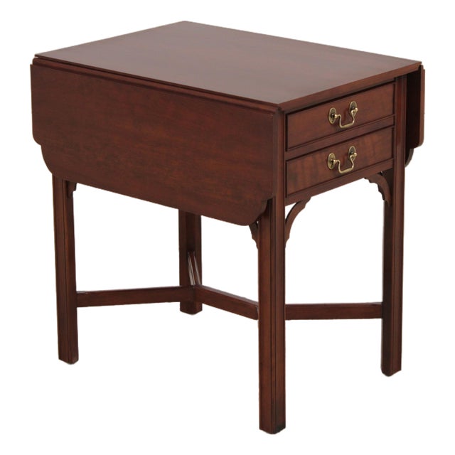 Henkel Harris Cherry 2 Drawer Drop Leaf Table For Sale