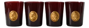 Mid-Century Ruby Red Gold Medallion Tumblers, Set of 4