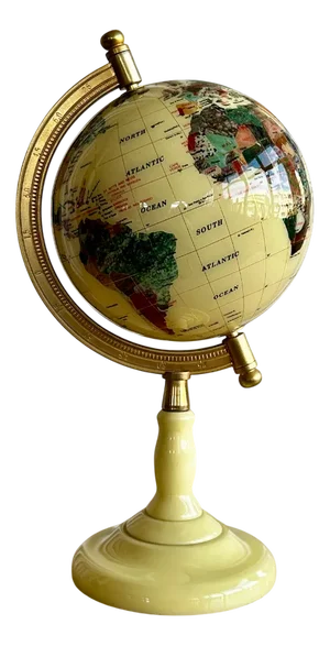 Vintage Revolving Beige Terrestrial Globe with Gemstones, 1990s