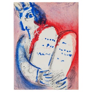 Marc Chagall, The Bible, Moses and the Tablets, Original Lithograph For Sale