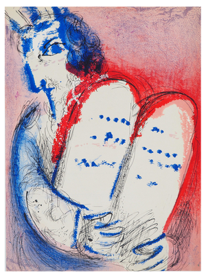 Marc Chagall, The Bible, Moses and the Tablets, Original Lithograph