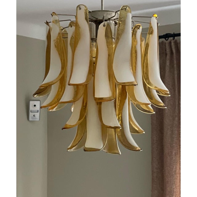 Small Eclectic Amber Colored Murano Chandeliers in Flamingo Style, Set of 2 For Sale - Image 4 of 5