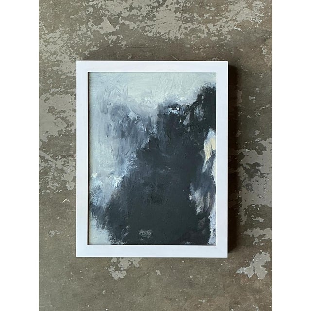 Early 21st Century Vintage Black and White Abstract Expressionist Painting For Sale - Image 5 of 12