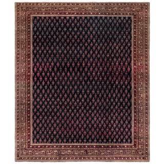 Doris Leslie Blau Antique Indian Navy Blue With Burgundy Rug - c. 1900 Agra For Sale