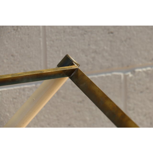 1970s Faux Ivory Lacquer & Brass Bar Tray Table With Mirrored Tray For Sale - Image 14 of 18