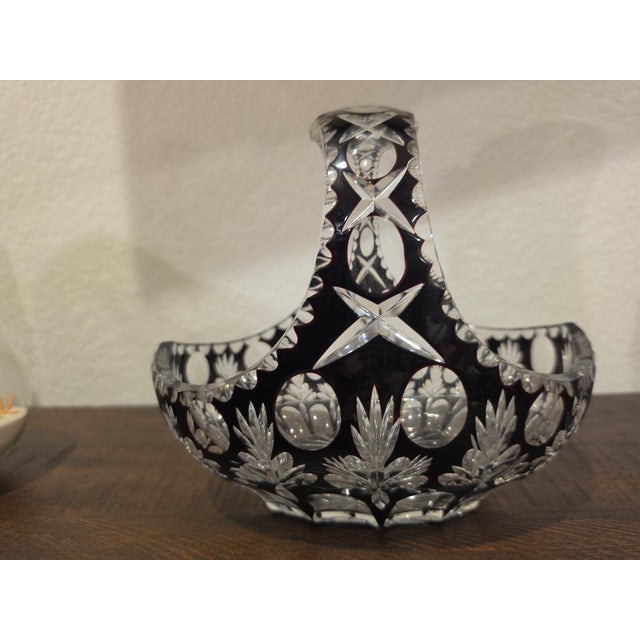 Mid-Century Modern 1980s Nachtmann Bleikristall (Germany), Ruby Cut-to-Clear Crystal Basket For Sale - Image 3 of 8