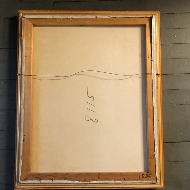 1960s Original Vintage Modernist Still Life Interior With Figure Painting Signed For Sale - Image 5 of 6