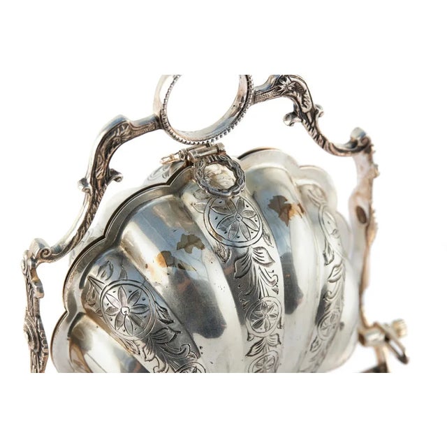 Antique Silver Plated Folding Shell Biscuit Box, 1880 For Sale - Image 4 of 8
