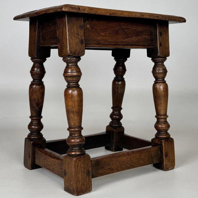 2000 - 2009 19th Century Antique English Joined Oak Stool For Sale - Image 5 of 11