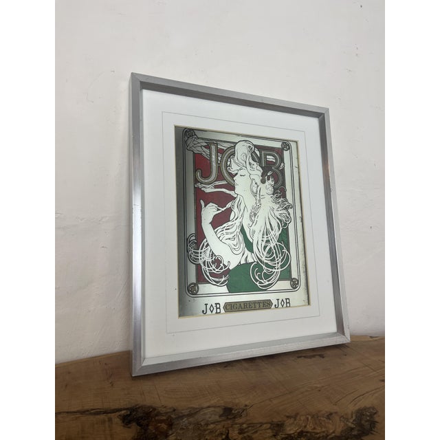 Vintage Art Nouveau Mirror with Job Cigarettes Advertising by Alphonse Mucha, 1970s For Sale - Image 6 of 18