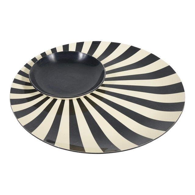 Melamine Relish Tray and Cracker Tray , Black and White For Sale