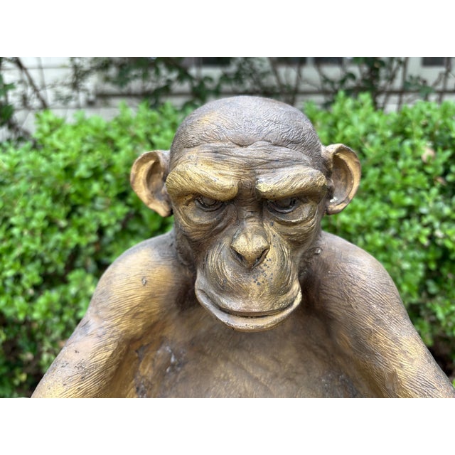 Metal Vintage Bronze Monkey Sculpture For Sale - Image 7 of 11