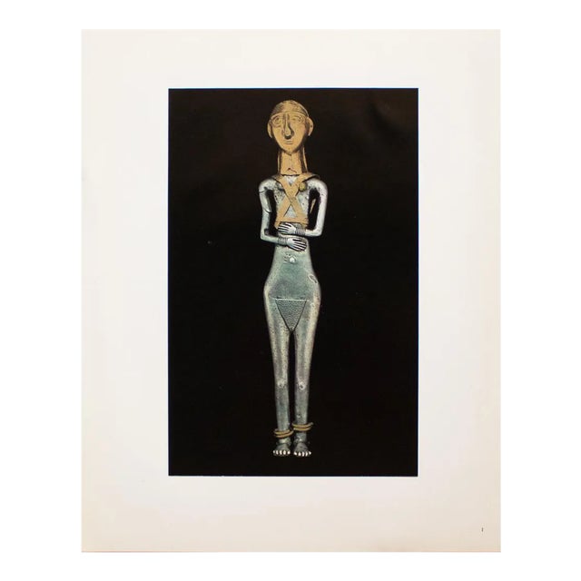 Silver Statuette of Nude Goddess, Original 1940s Gold-Foiled Swiss Photogravure For Sale