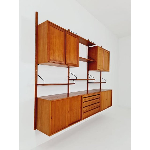 Wood Large Mid-Century Danish Teak Wall Unit with 5 Cabinets by Poul Cadovius for Cado, Denmark, 1960s For Sale - Image 7 of 18