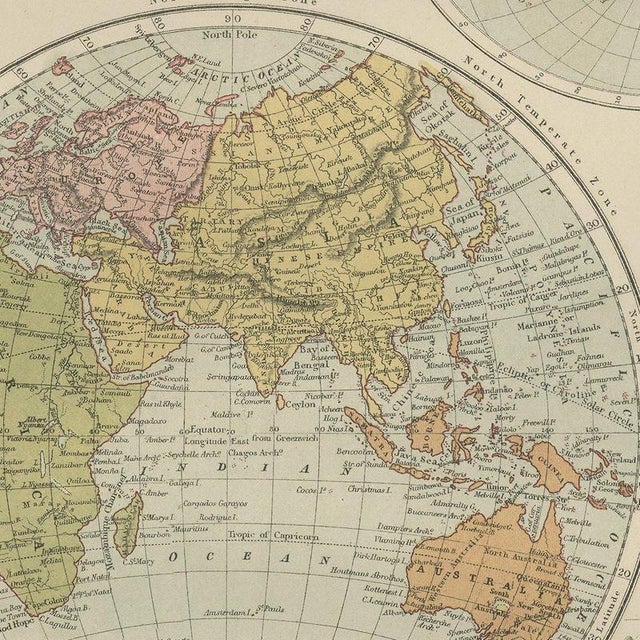 Antique Map of the World in Two Hemispheres with Rivers and Mountains, 1870 For Sale - Image 4 of 12