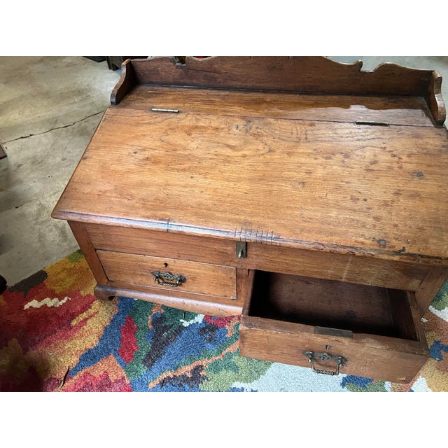 Brown British Colonial Wooden Low Desk For Sale - Image 8 of 8