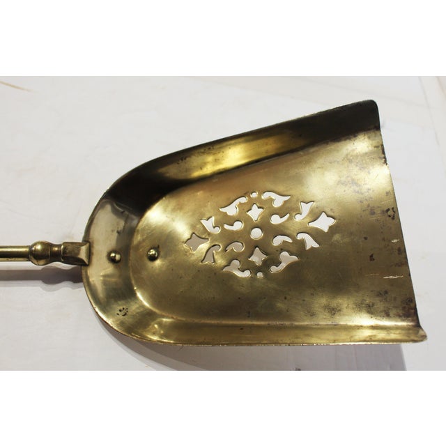 C.1860-80 English Brass Ball Top Fire Tools For Sale - Image 4 of 5