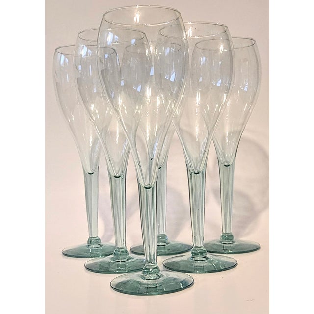 Vintage Sea Glass Green Goblets - Set of Six For Sale - Image 9 of 11