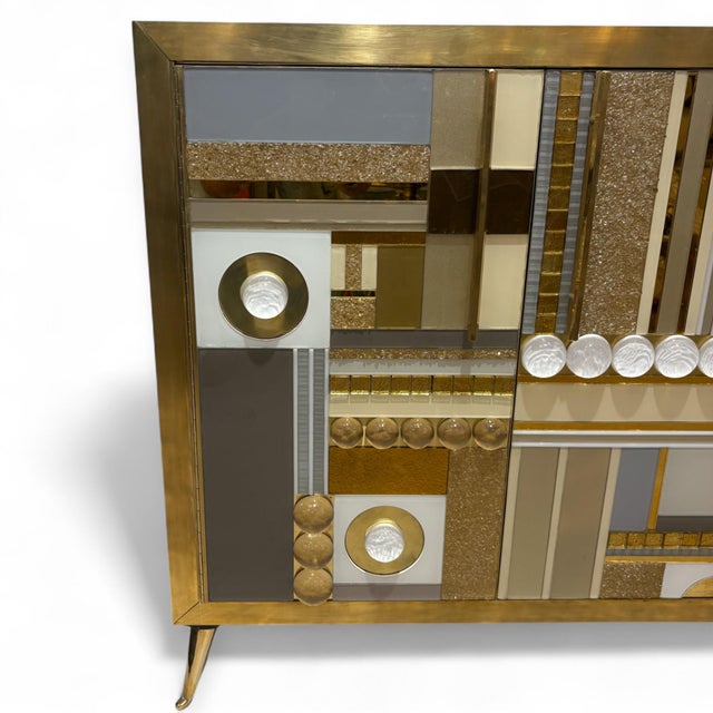 White and Gold Murano Glass Chest of Drawers, 1950s For Sale - Image 4 of 12